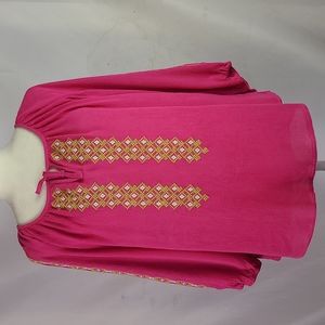 Calesas Hot Pink Boho Blouse